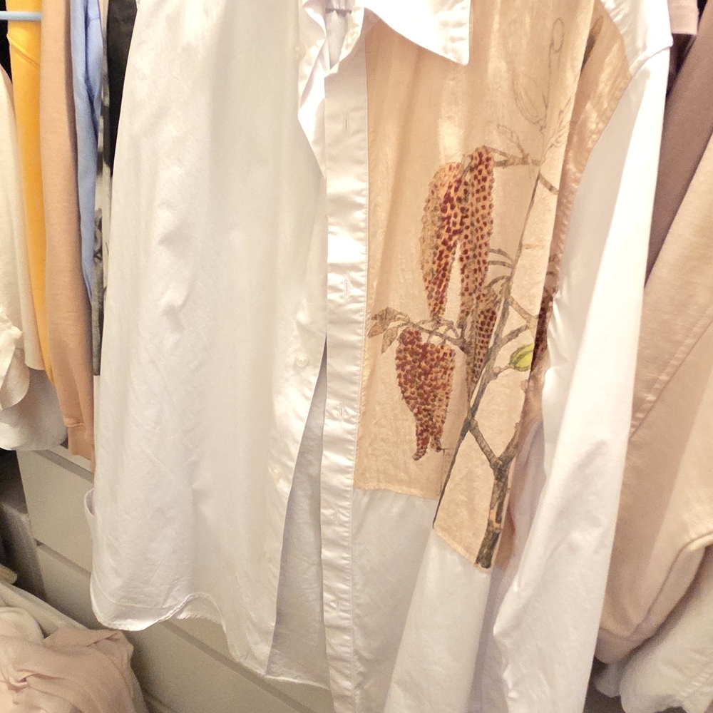 Loewe White and Tan Shirt with Artistic Leaf Pattern